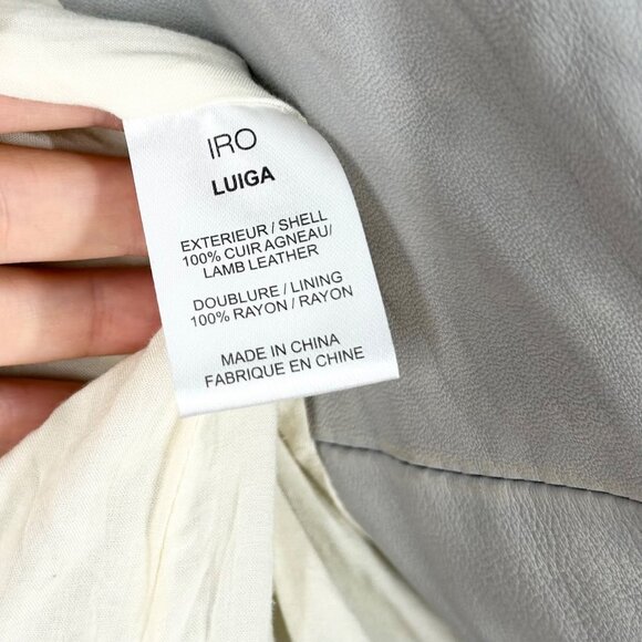 Iro Luiga Gray Leather Moto Biker Jacket - Picture 14 of 14